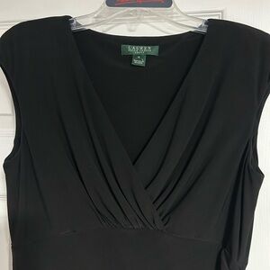 Ralph Lauren Black Faux-Wrap V-Neck Sleeveless Dress